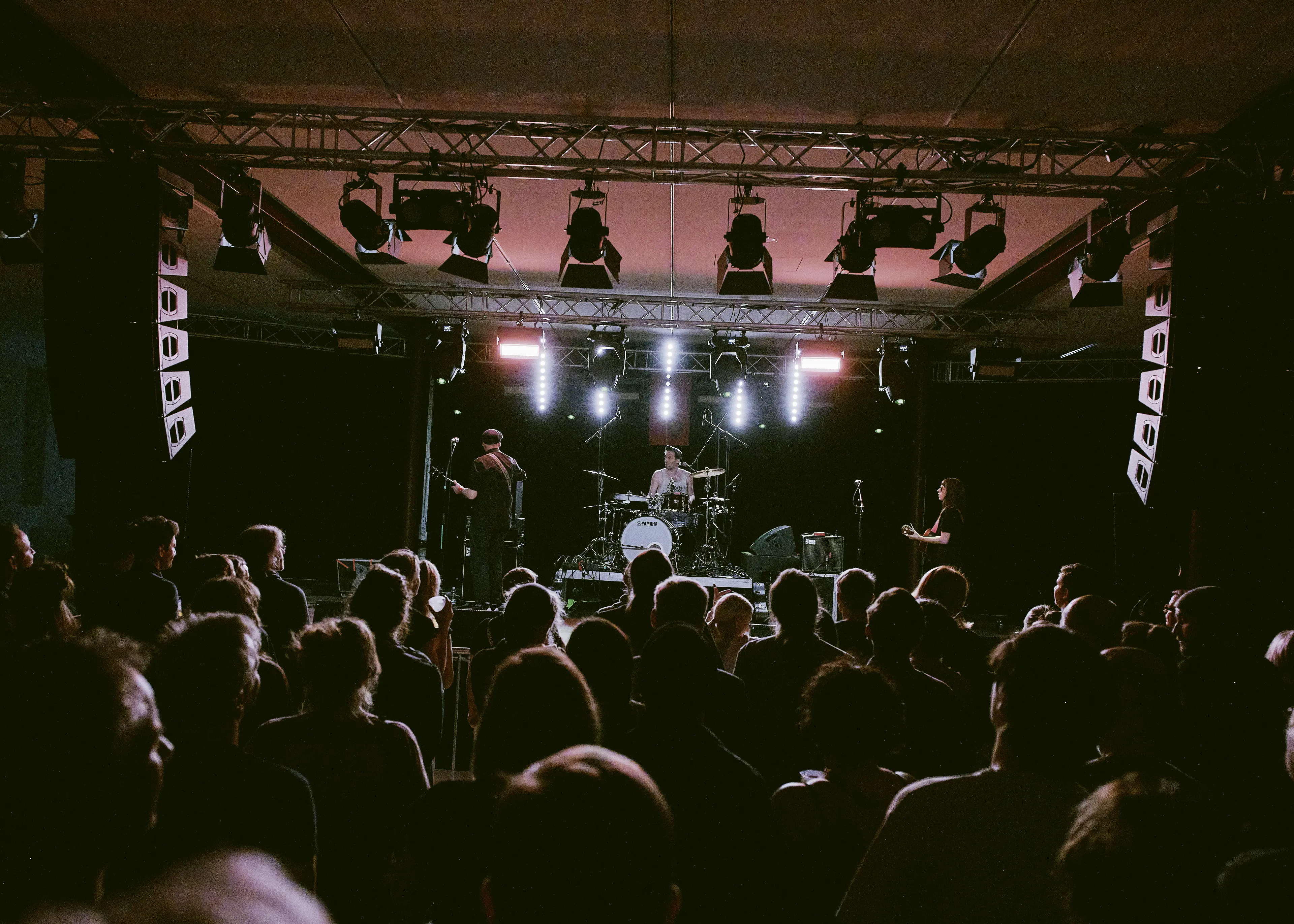 Die Berliner Band "Acht Eimer Hühnerherzen" spielt vor dem Publikum der Brechtnacht