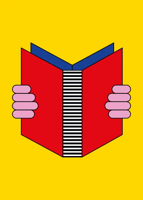 Illustration eines roten Buches vor gelbem Hintergrund