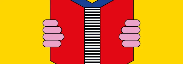 Illustration eines roten Buches vor gelbem Hintergrund